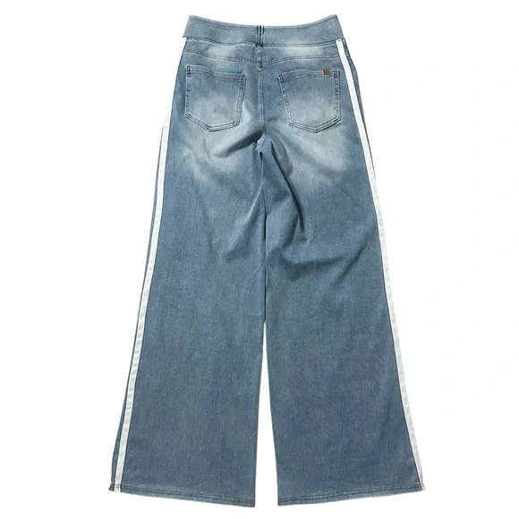 Halara Flex High Waisted Stripe Wide Leg Jeans w/ Pockets Size Medium - Picture 3 of 11